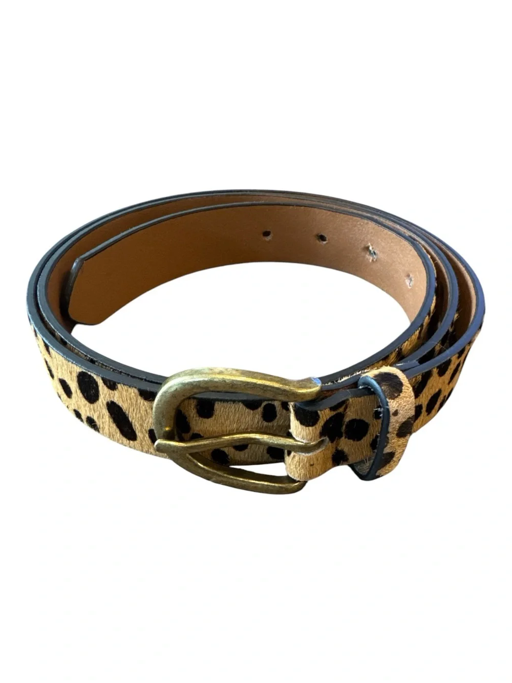 LOFT Calf Hair Leopard Print Genuine Leather Belt Size L